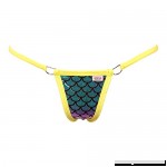 Adiva Intimates Scale Lamé Triangle Back Thong Panty w D-Ring Accents Neon Yellow B07F6WGXML